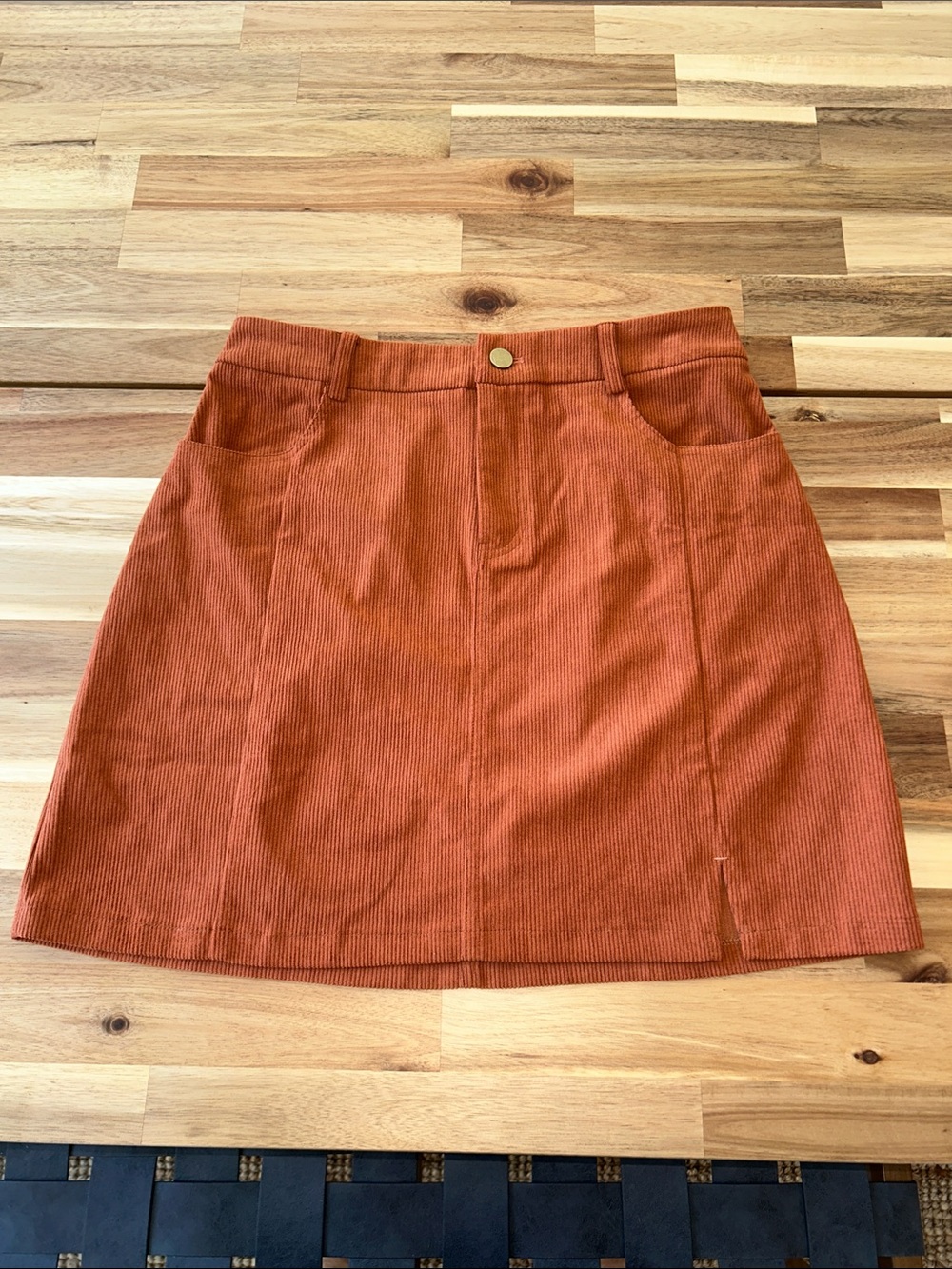 Corduroy Mini Skirt in Rust - Women's A-Line